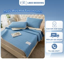 Chiếu Điều Hoà Tencel Latex, Bề Mặt Vải Tencel Mát Lạnh, Có Chun Bo 4 Góc Đủ Kích Thước (Tặng Kèm 2 Vỏ Gối) 1