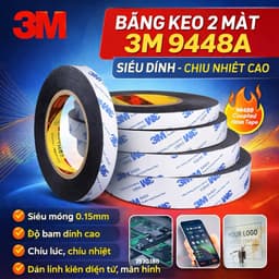 Băng Keo 2 Mặt 3M 9448A Siêu Dính – Chịu Nhiệt Cao, Dán Linh Kiện Điện Tử, Điện Thoại, Màn Hình 1