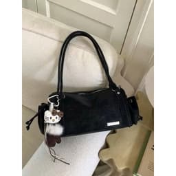 Túi, túi Đeo Vai Nữ Đen Phong Cách Hàn Quốc Kèm Charm Hello Kitty Dễ Thương Túi Xách Nữ Thời Trang Đi Chơi Đi Học 1