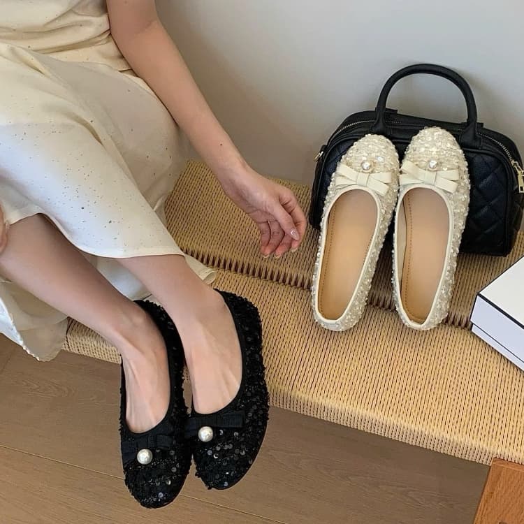 Giày búp bê nữ đính Ngọc phối KIM SA hottrend