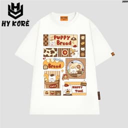 Áo Thun HY KORÉ Puppy Bread 2059 Form Rộng Localbrand Oversize Unisex Vải Cotton 75% Nam Nữ Mặc Đẹp 1