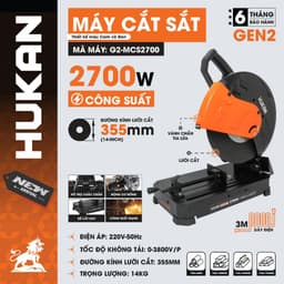 Máy cắt sắt bàn HUKAN G1-MCS2400S 2400w, G1-MCS2600 2600w, G2-MCS2700 2700w - Đường kính đĩa 355, Động cơ dây đồng 100% 1