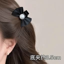 Sét 2 Kẹp Tóc Nơ Đen Đính Ngọc Trai Siêu Xinh - Phụ Kiện Tóc Hot Trend 2026 3