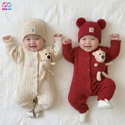 Bodysuit dài tay vải len cho bé trai bé gái sơ sinh mặc mùa thu đông Áo liền quần trẻ sơ sinh SLT170 1