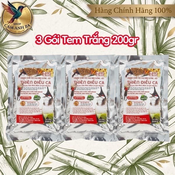 Combo Cám Chào Mào Thiên Điểu Ca - Tem Trắng & Tem Vàng - Gói 200gr