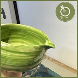 Bộ combo bát chawan và đế gác chổi chasen pha matcha xanh loang ( mã CW-38) 4
