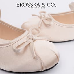 [EROSSKA] - Giày balletcore quai ngang mũi nhăn, phối nơ kiểu dáng basic cao 1cm màu kem - EL118 3