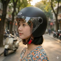 Mũ bảo hiêm trùm đầu kính chống lóa Nón bảo hiểm 3/4 nam nữ hàng chính hãng ANFAGO HELMETS 818 kính dài che cả mặt 4