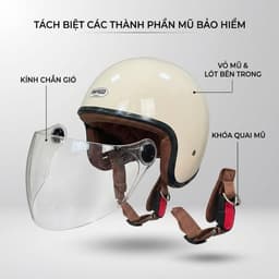 Mũ bảo hiêm trùm đầu kính chống lóa Nón bảo hiểm 3/4 nam nữ hàng chính hãng ANFAGO HELMETS 818 kính dài che cả mặt 5
