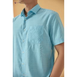 Áo Sơ Mi Nam Ngắn Tay DGC Dáng Suông Smart Casual Cổ Narrow, Túi Ngực - SASNBB23M 3