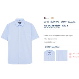 Áo Sơ Mi Nam Ngắn Tay DGC Dáng Suông Smart Casual Cổ Narrow, Túi Ngực - SASNBB23M 8