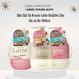 Dầu Gội Xả KRACIE MA & ME LATTE Damage Repair Nhật Bản cho Mẹ Và Bé 490ml– Phục hồi tóc hư tổn, mềm mượt 1