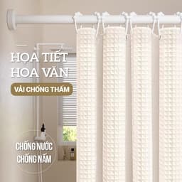 Rèm nhà tắm dày dặn chống nước chống nấm mốc | Họa tiết vân waffle cao cấp - Không cần đục lỗ 2