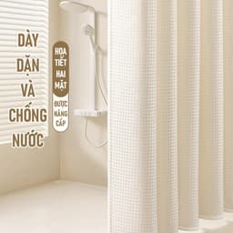 Rèm nhà tắm dày dặn chống nước chống nấm mốc | Họa tiết vân waffle cao cấp - Không cần đục lỗ 3