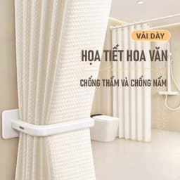 Rèm nhà tắm dày dặn chống nước chống nấm mốc | Họa tiết vân waffle cao cấp - Không cần đục lỗ 4