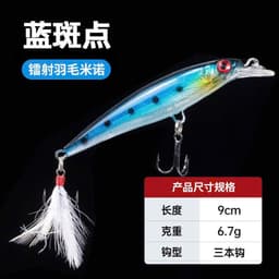 Cá cứng hộp nhựa đuôi lông có râu phát sáng , lưỡi 3 tiêu nhỏ . Dài 9cm-6,7g 1