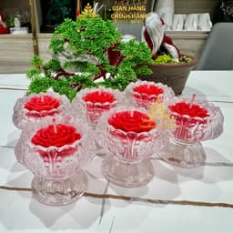 Hộp 6 Ly Nến Lưu Ly 40ml, Nến Bơ Trường Nguyên, Không Khói, Cúng Mụ, Cúng Dường, Cúng Gia Tiên, Dâng Lễ, Cháy 10h 6