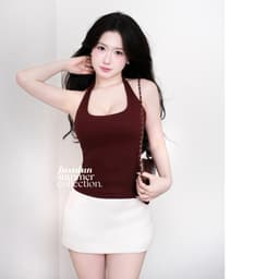 Áo cổ yếm ba lỗ ôm body 2 lớp cotton mịn basic Justdun BL7 7