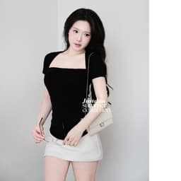 Áo Thun Nhún Eo Ngắn Tay Ôm Body Cotton Mịn JUSTDUN PQ8 3