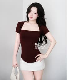 Áo Thun Nhún Eo Ngắn Tay Ôm Body Cotton Mịn JUSTDUN PQ8 8