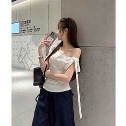 Áo Thun Nữ Trễ Vai Ôm Body Thắt Nơ Chất Thun Mịn Co Dãn 4 Chiều BYJANE - 666 4
