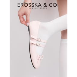 [EROSSKA] - Giày búp bê nữ balletcore quai ngang phối nơ kiểu dáng basic cao 1cm màu kem - EL119 4