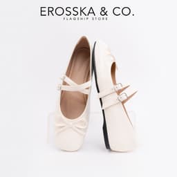 [EROSSKA] - Giày búp bê nữ balletcore quai ngang phối nơ kiểu dáng basic cao 1cm màu kem - EL119 5
