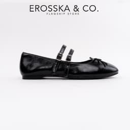 [EROSSKA] - Giày búp bê nữ balletcore quai ngang phối nơ kiểu dáng basic cao 1cm màu kem - EL119 7