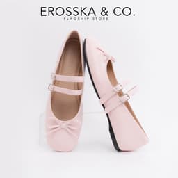 [EROSSKA] - Giày búp bê nữ balletcore quai ngang phối nơ kiểu dáng basic cao 1cm màu kem - EL119 6