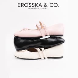 [EROSSKA] - Giày búp bê nữ balletcore quai ngang phối nơ kiểu dáng basic cao 1cm màu kem - EL119 8