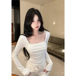 Áo Thun Nữ Dài Tay Ôm Body Cổ Vuông Nhún Trước Chất Thun Mịn Co Dãn 4 Chiều BYJANE - 711 4