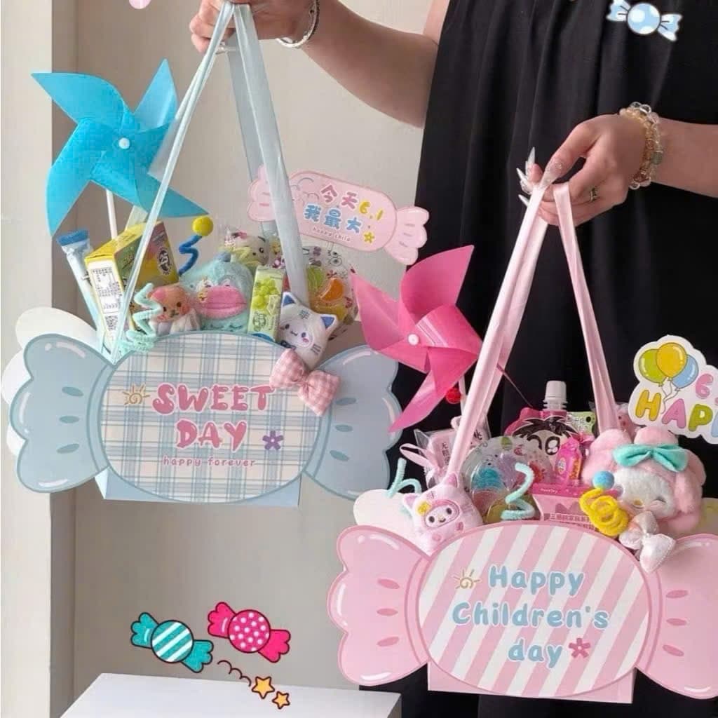 🛍️ COMBO 3/5/10 TÚI GIỎ KẸO CUTE – FORM KẸO SIÊU XINH (KHÔNG KÈM ĐỒ) 🎀