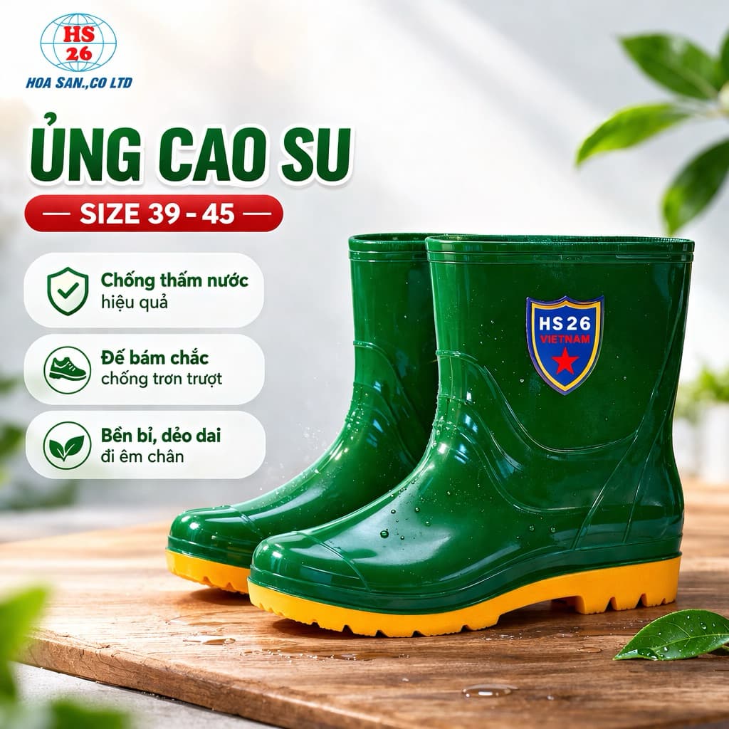[ỦNG NGẮN U13- NAM] Ủng ngắn nam, Ủng đi mưa Nam, ủng cao su bảo hộ lao động, ủng ngắn lội nước , ủng hoa san