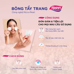 Bông Tẩy Trang Pháp Tippys (120 Miếng) - 100% Cotton Thiên Nhiên, Mềm Mịn & Không Để Lại Xơ Bông 3