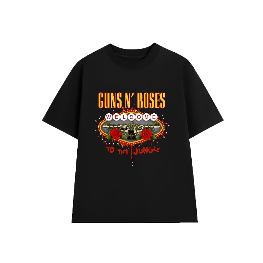Áo Thun Guns N Roses Welcome to the Jungle, Unisex Form Rộng Cotton Mềm