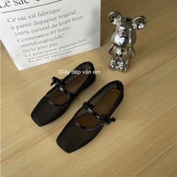 {CHÂN MẬP TĂNG 1 SIZE} GIÀY BỆT NỮ MŨI VUÔNG CHẤT LƯỚI THÔNG THOÁNG THỜI TRANG GẮN NƠ QUAI XINH (M50) 7