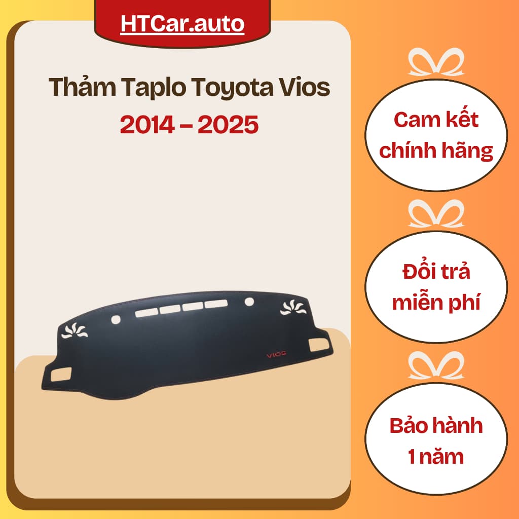 Thảm Taplo Toyota Vios 2014–2026 Nhung Hoặc Da Vân Carbon – Chống Nắng, Chống Nứt