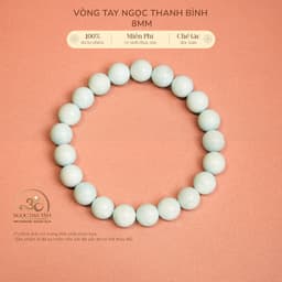 Ngọc Đan Tâm - Vòng Tay Ngọc Thanh Bình 8mm - Mệnh Thuỷ & Mệnh Mộc 1