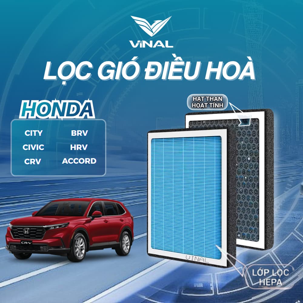 [BẢO HÀNH 2 THÁNG] Lọc Gió Điều Hòa Honda City, Civic, CRV, BRV, HRV, Accord Lọc Gió Ô Tô VINAL LỌC 3 TẦNG KHỬ BỤI, MÙI