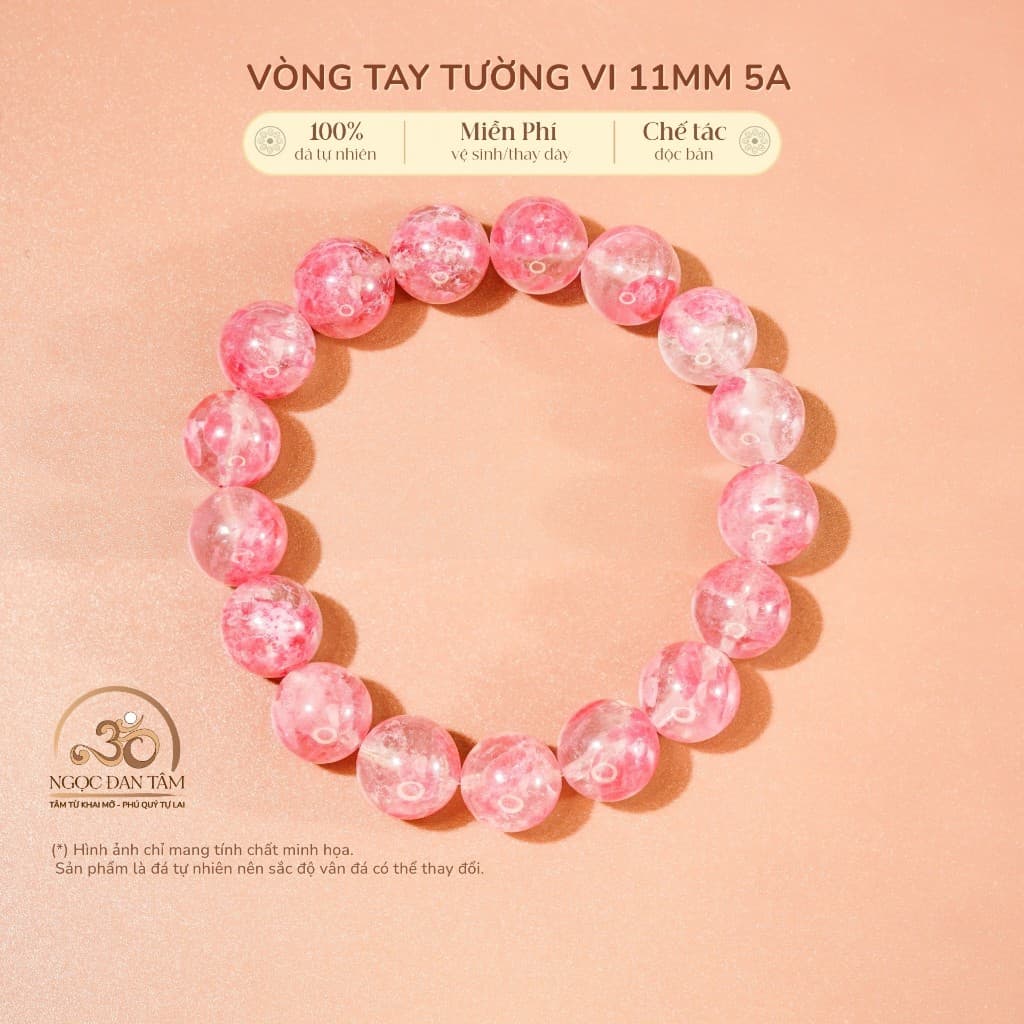 Ngọc Đan Tâm - Vòng Tay Tường Vi 11mm 5A - Mệnh Thuỷ & Mệnh Kim