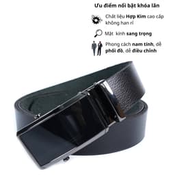 Thắt lưng nam da bò nguyên tấm, dây lưng nam da thật khoá lăn L05CB4 2