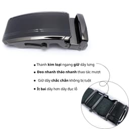 Thắt lưng nam da bò nguyên tấm, dây lưng nam da thật khoá lăn L05CB4 4