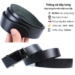 Thắt lưng nam da bò nguyên tấm, dây lưng nam da thật khoá lăn L05CB4 3