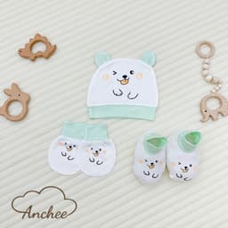 Set Mũ Bao Tay Bao Chân Sơ Sinh Chất Peptit Cao Cấp Anchee | Mềm Mại, Kháng Khuẩn, An Toàn Cho Bé 0–6 Tháng 9