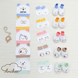 Set Mũ Bao Tay Bao Chân Sơ Sinh Chất Peptit Cao Cấp Anchee | Mềm Mại, Kháng Khuẩn, An Toàn Cho Bé 0–6 Tháng 2