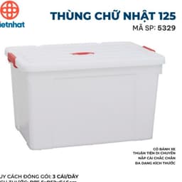 (Có VAT) THÙNG NHỰA CÓ BÁNH XE 20L-30L-55L-65L-75L-85L-90L-100L-125L CHỮ NHẬT VIỆT NHẬT 3