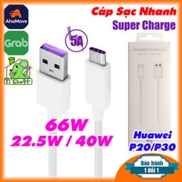 [Chính Hãng-FULLBOX] Cáp Sạc Siêu Nhanh 5A 22.5W 40W 66W Super Charge hỗ trợ Huawei P20/P30 1