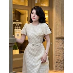 Xukadress_Đầm trắng voan hoa eo, đầm trắng dự tiệc sang chảnh 3