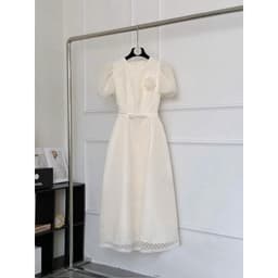 Xukadress_Đầm trắng voan hoa eo, đầm trắng dự tiệc sang chảnh 8