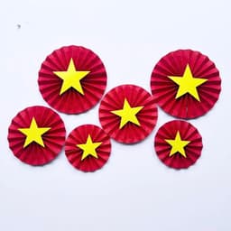 Set 8 hoa đỏ sao vàng, hoa nỉ trang trí 30/4, lễ 2/9, Hoa cờ giải phóng đỏ-xanh 7